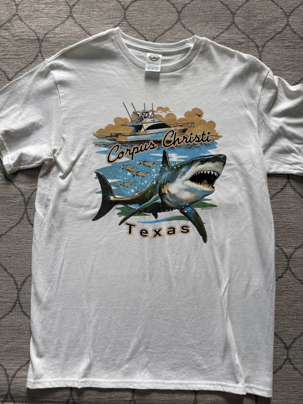 Delta White Corpus Christi Texas souvenir Shark Graphic Tee